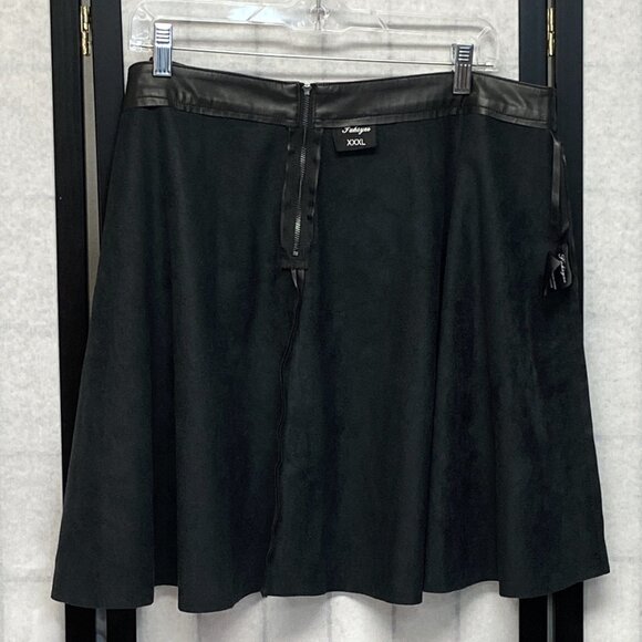 Fahsyee Black Faux Leather Skater Mini Skirt Circle Pleather Back Zip XXXL - Picture 6 of 13